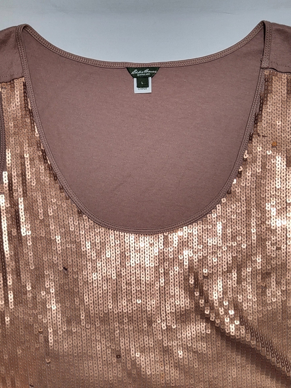 Eddie Bauer Rose Gold Sequin Scoop Tank